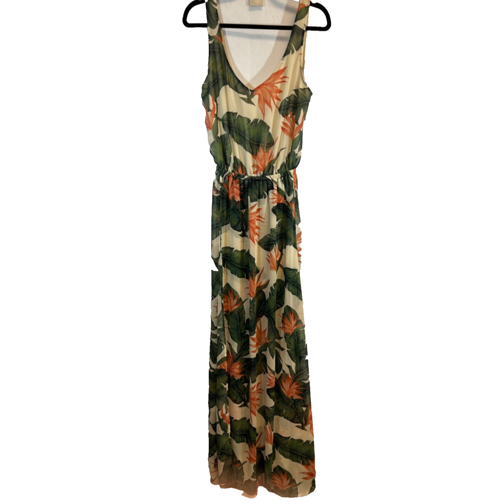 Show Me Your MuMu Rochester Floral Sleeveless Floor Length Dress Size M Sheer A3